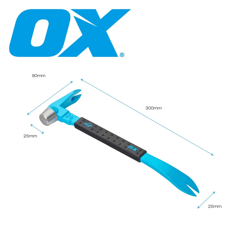 OX Tools OX-P083010 10" Cats Paw Pry Bar - Nail Puller Tool with Unique Hammer Head, Crowbar Rubber Grip, Polished Beveled Claws - Forged Steel Design for Strength and Durability - Image 3